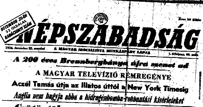 1956.dec.22. Népszabadság címlap